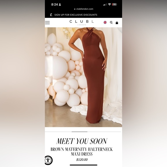 Brown Maternity Halterneck Maxi Dress | Color: Brown | Size: 14M | Nataelikh's Closet